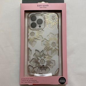 White/gold lining floral Kate spade iPhone 13 Pro max case